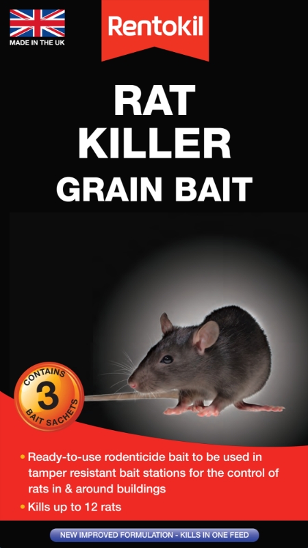 RENTOKIL Rat Killer Grain Bait 3 Sachet - Fairway Electrical